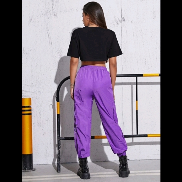 Crop Top &  Patched Pants Set - Picture 2 of 8